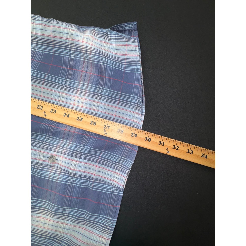 Eddie Bauer Blue Plaid Short Sleeve Hiking Shirt Mesh Lined Mens Medium 11921750 - Picture 10 of 10